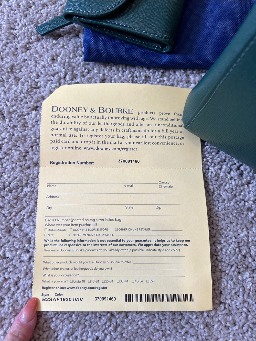 Dooney & Bourke Forest Green Leather Tote with Matching Wallet - Picture 8 of 8